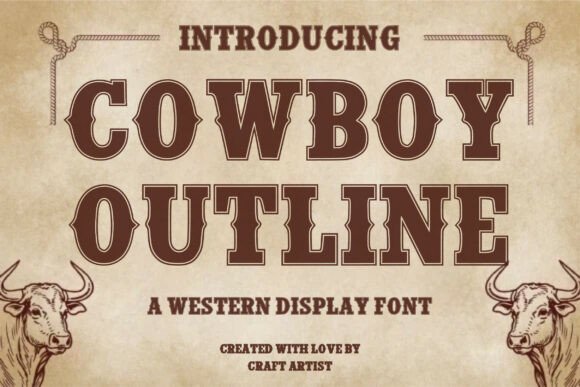 Cowboy Outline: A Rugged Display Font for Editorial Design